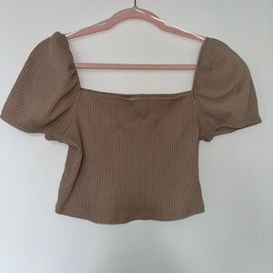 H&M Brown Puff Sleeve Crop Top (3 for $15)